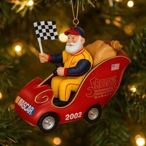 Hallmark Keepsake NASCAR Ornament VTG 2002 Santas Racin Sleigh Frostys Garage
